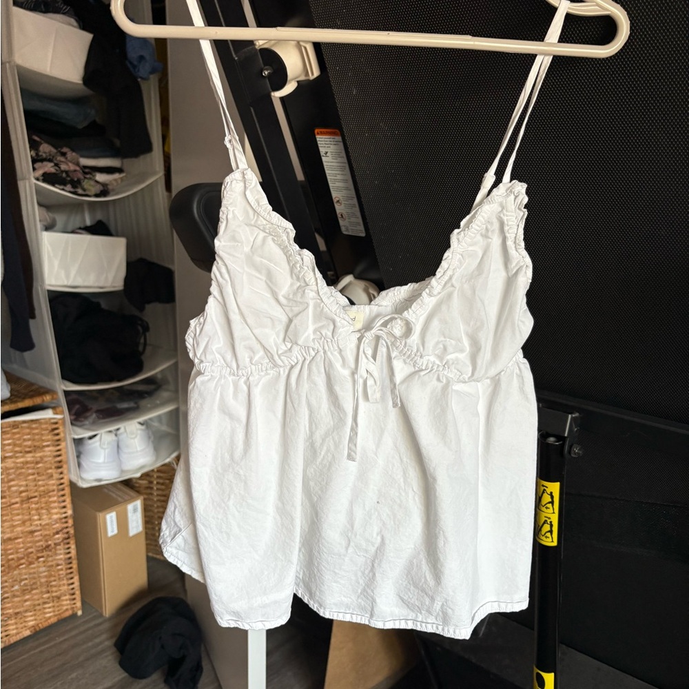 Aritzia White Ruffled Camisole